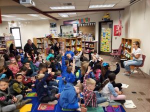 Author Ryen Toft reading the book to a classroom of elementary school kids.