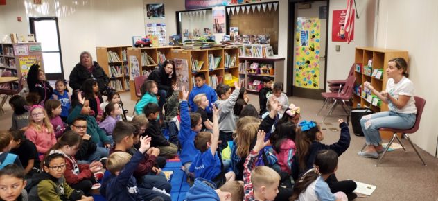Author Ryen Toft reading the book to a classroom of elementary school kids.